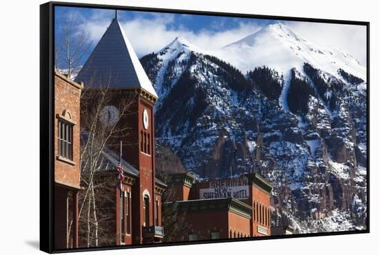 Main Street Buildings, Telluride, Colorado, USA-Walter Bibikow-Framed Stretched Canvas