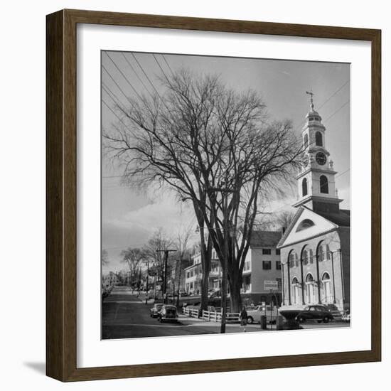 Main Street in Small New England Town, Showing Church, Stores, Etc-Yale Joel-Framed Photographic Print