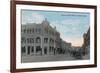 Main Street Scene with Horse Carriages and Model-T - Lewiston, ID-Lantern Press-Framed Art Print