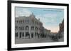 Main Street Scene with Horse Carriages and Model-T - Lewiston, ID-Lantern Press-Framed Art Print