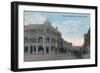 Main Street Scene with Horse Carriages and Model-T - Lewiston, ID-Lantern Press-Framed Art Print