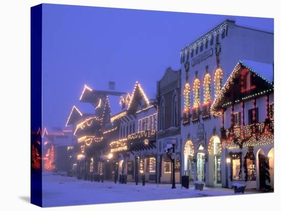 Main Street with Christmas Lights at Night, Leavenworth, Washington, USA-Jamie & Judy Wild-Stretched Canvas