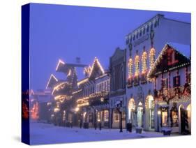 Main Street with Christmas Lights at Night, Leavenworth, Washington, USA-Jamie & Judy Wild-Stretched Canvas