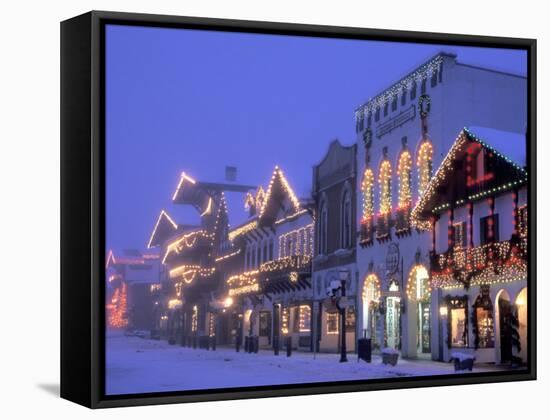 Main Street with Christmas Lights at Night, Leavenworth, Washington, USA-Jamie & Judy Wild-Framed Stretched Canvas