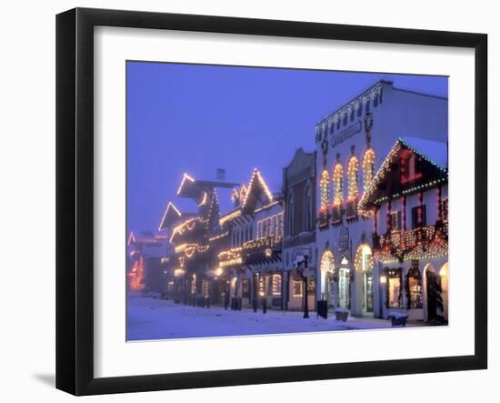 Main Street with Christmas Lights at Night, Leavenworth, Washington, USA-Jamie & Judy Wild-Framed Premium Photographic Print