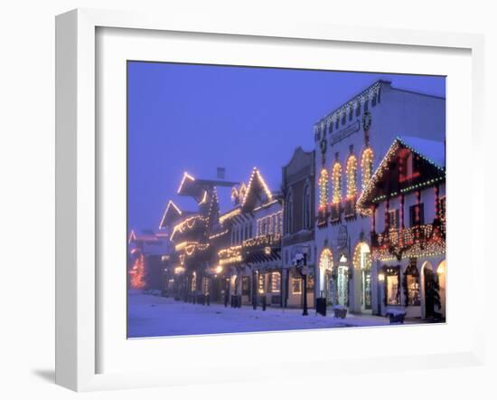 Main Street with Christmas Lights at Night, Leavenworth, Washington, USA-Jamie & Judy Wild-Framed Premium Photographic Print