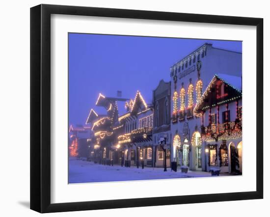 Main Street with Christmas Lights at Night, Leavenworth, Washington, USA-Jamie & Judy Wild-Framed Photographic Print