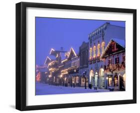 Main Street with Christmas Lights at Night, Leavenworth, Washington, USA-Jamie & Judy Wild-Framed Photographic Print