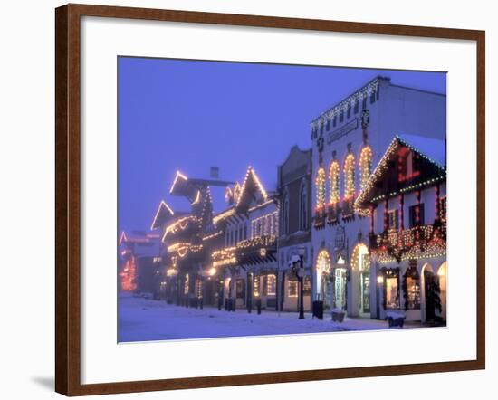 Main Street with Christmas Lights at Night, Leavenworth, Washington, USA-Jamie & Judy Wild-Framed Photographic Print