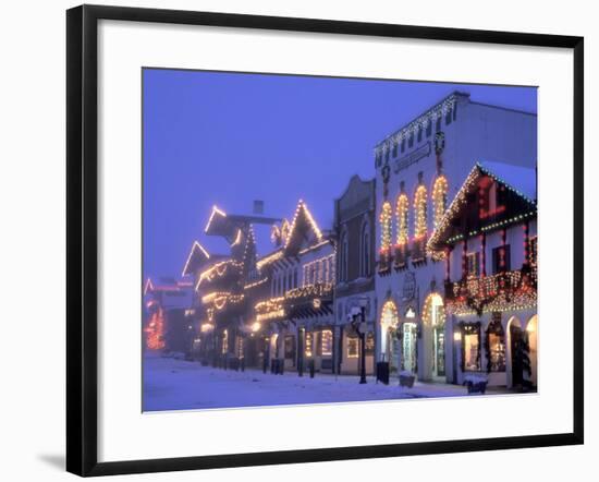 Main Street with Christmas Lights at Night, Leavenworth, Washington, USA-Jamie & Judy Wild-Framed Photographic Print