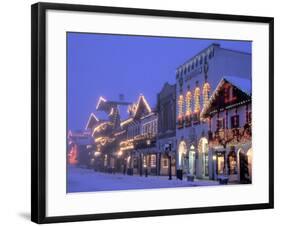 Main Street with Christmas Lights at Night, Leavenworth, Washington, USA-Jamie & Judy Wild-Framed Photographic Print