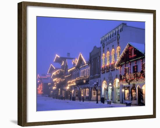 Main Street with Christmas Lights at Night, Leavenworth, Washington, USA-Jamie & Judy Wild-Framed Photographic Print