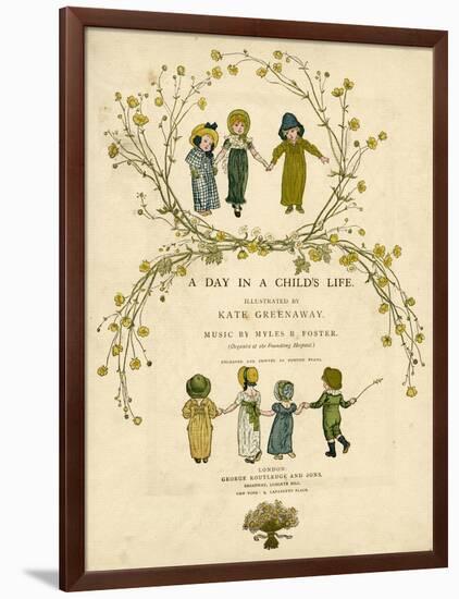 Main Title Page Design, a Day in a Child's Life-Kate Greenaway-Framed Art Print