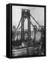 Main Towers and Cables of the George Washington Bridge under Construction-null-Framed Stretched Canvas