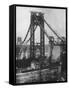 Main Towers and Cables of the George Washington Bridge under Construction-null-Framed Stretched Canvas