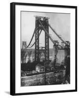 Main Towers and Cables of the George Washington Bridge under Construction-null-Framed Photographic Print