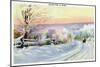 Maine, A Snowy Winter-time Scene in Maine-Lantern Press-Mounted Art Print