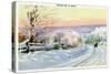 Maine, A Snowy Winter-time Scene in Maine-Lantern Press-Stretched Canvas