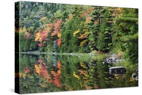 Maine, Acadia National Park, Fall Reflections at Bubble Pond-Joanne Wells-Stretched Canvas