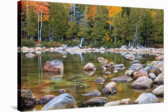 Maine, Acadia National Park, Fall Reflections at Jordon Pond-Joanne Wells-Stretched Canvas