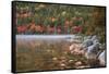 Maine, Acadia National Park, Fall Reflections with Fog at Jordon Pond-Joanne Wells-Framed Stretched Canvas