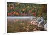 Maine, Acadia National Park, Fall Reflections with Fog at Jordon Pond-Joanne Wells-Framed Photographic Print