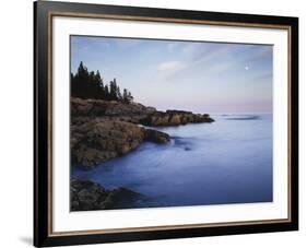 Maine, Acadia National Park, Moonset over the Atlantic Ocean at Sunrise-Christopher Talbot Frank-Framed Photographic Print