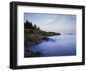 Maine, Acadia National Park, Moonset over the Atlantic Ocean at Sunrise-Christopher Talbot Frank-Framed Photographic Print