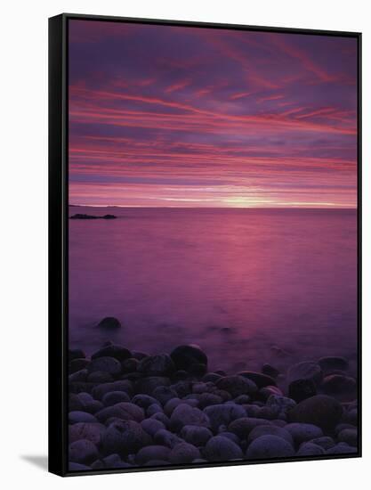 Maine, Acadia National Park, Sunrise over the Rocky Shoreline of the Beach-Christopher Talbot Frank-Framed Stretched Canvas