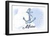 Maine - Anchor - Blue - Coastal Icon-Lantern Press-Framed Art Print