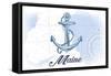 Maine - Anchor - Blue - Coastal Icon-Lantern Press-Framed Stretched Canvas