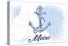 Maine - Anchor - Blue - Coastal Icon-Lantern Press-Stretched Canvas