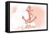 Maine - Anchor - Coral - Coastal Icon-Lantern Press-Framed Stretched Canvas