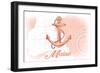 Maine - Anchor - Coral - Coastal Icon-Lantern Press-Framed Art Print