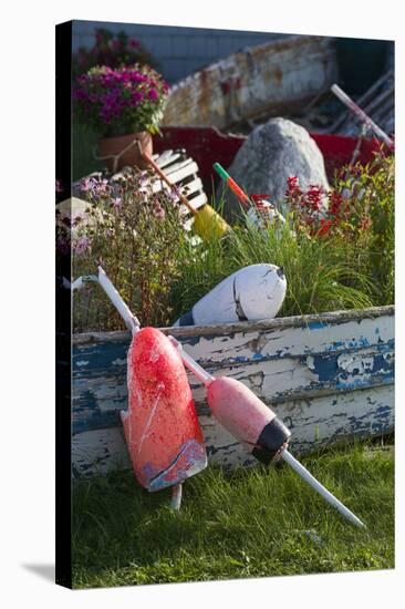 Maine, Bailey Island, Lobster Buoys-Walter Bibikow-Stretched Canvas