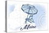 Maine - Beach Chair and Umbrella - Blue - Coastal Icon-Lantern Press-Stretched Canvas