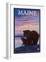 Maine - Bear and Cub-Lantern Press-Framed Art Print