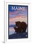 Maine - Bear and Cub-Lantern Press-Framed Art Print