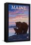 Maine - Bear and Cub-Lantern Press-Framed Stretched Canvas