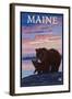 Maine - Bear and Cub-Lantern Press-Framed Art Print