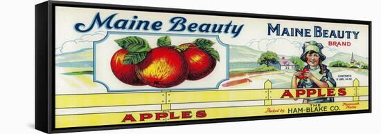 Maine Beauty Apple Label - Monmouth, ME-Lantern Press-Framed Stretched Canvas