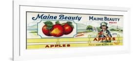 Maine Beauty Apple Label - Monmouth, ME-Lantern Press-Framed Premium Giclee Print