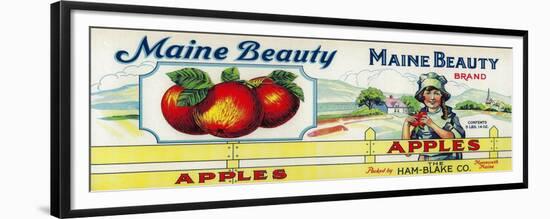 Maine Beauty Apple Label - Monmouth, ME-Lantern Press-Framed Premium Giclee Print