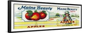 Maine Beauty Apple Label - Monmouth, ME-Lantern Press-Framed Premium Giclee Print