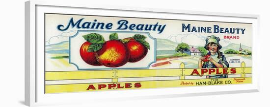 Maine Beauty Apple Label - Monmouth, ME-Lantern Press-Framed Premium Giclee Print