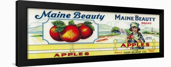 Maine Beauty Apple Label - Monmouth, ME-Lantern Press-Framed Art Print