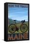 Maine - Bicycle Scene-Lantern Press-Framed Stretched Canvas