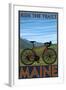 Maine - Bicycle Scene-Lantern Press-Framed Art Print