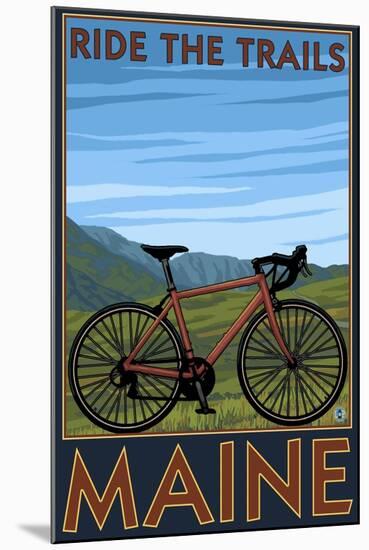 Maine - Bicycle Scene-Lantern Press-Mounted Art Print