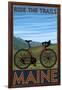 Maine - Bicycle Scene-Lantern Press-Framed Art Print